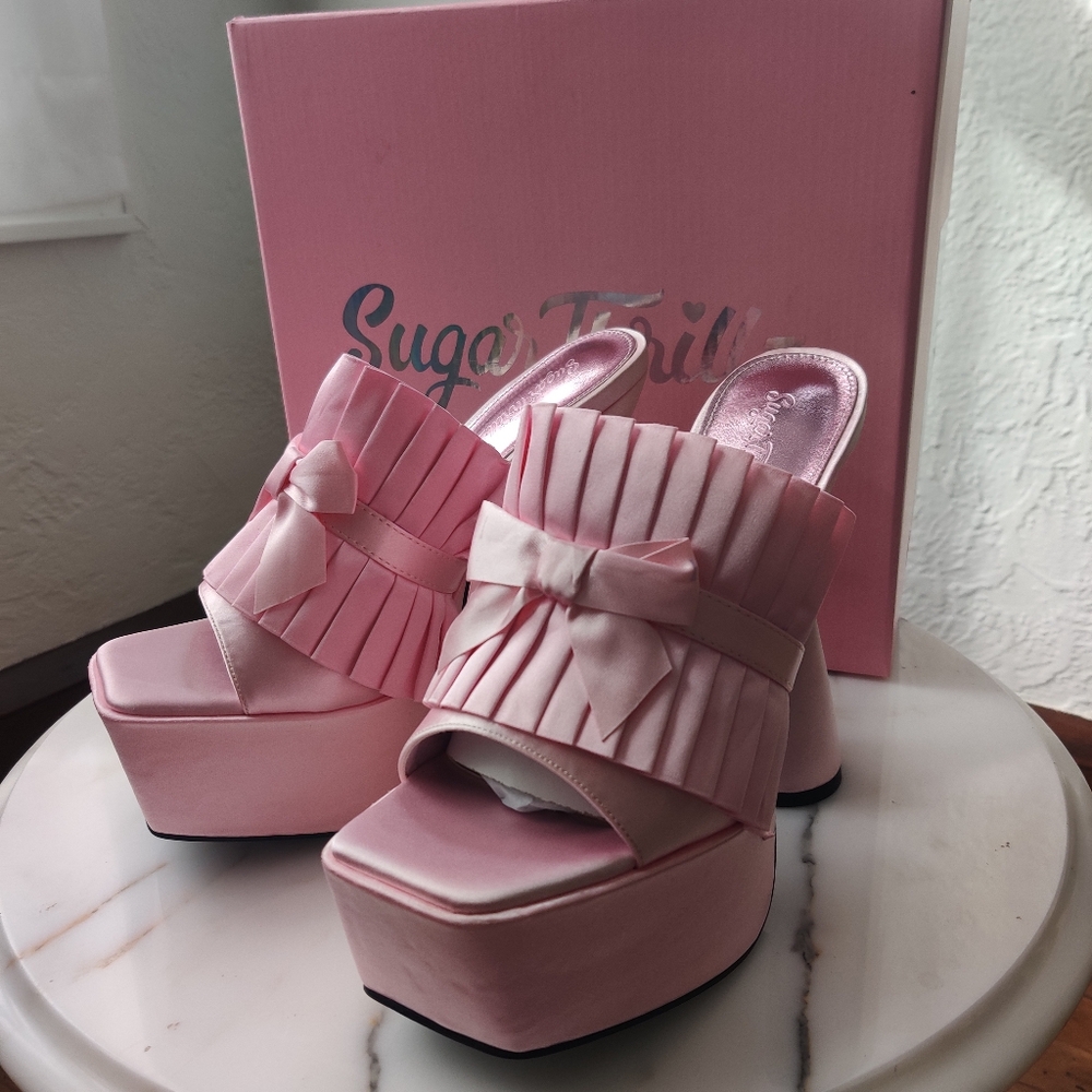 Sugar Thrillz Satin Mules New 9